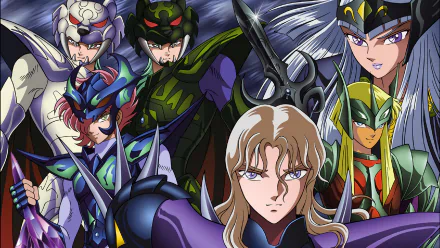 A vibrant HD desktop wallpaper featuring characters from the anime Saint Seiya, showcasing iconic warriors in intricate armor against a dramatic backdrop.
