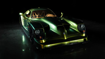 A sleek green Panoz Esperante sports car showcased against a dark background, captured in high definition as a striking PC desktop wallpaper.