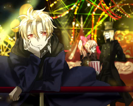 HD anime desktop wallpaper featuring Femt and Aligura from Blood Blockade Battlefront, depicting a vibrant scene with the King of Despair theme.