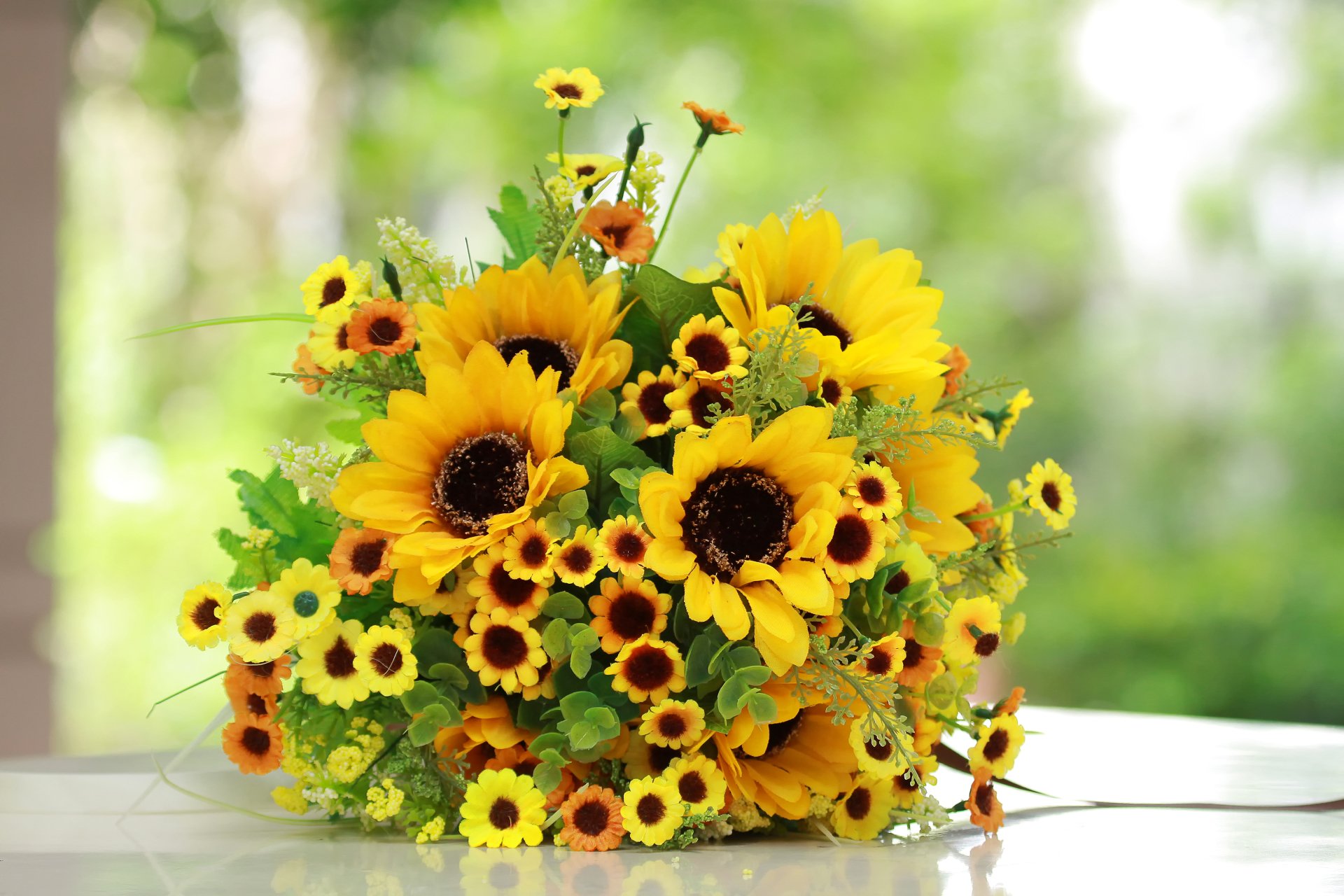 Download Bouquet Sunflower Man Made Flower 4k Ultra HD Wallpaper