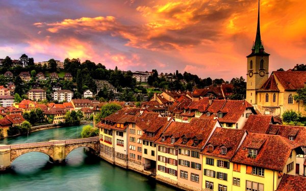 Man Made Bern Towns Switzerland City Cityscape HDR HD Wallpaper | Background Image
