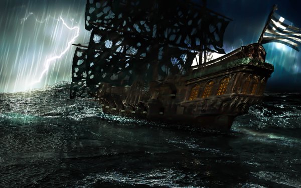 Fantasy Ship Storm Lightning Cloud Greece HD Wallpaper | Background Image