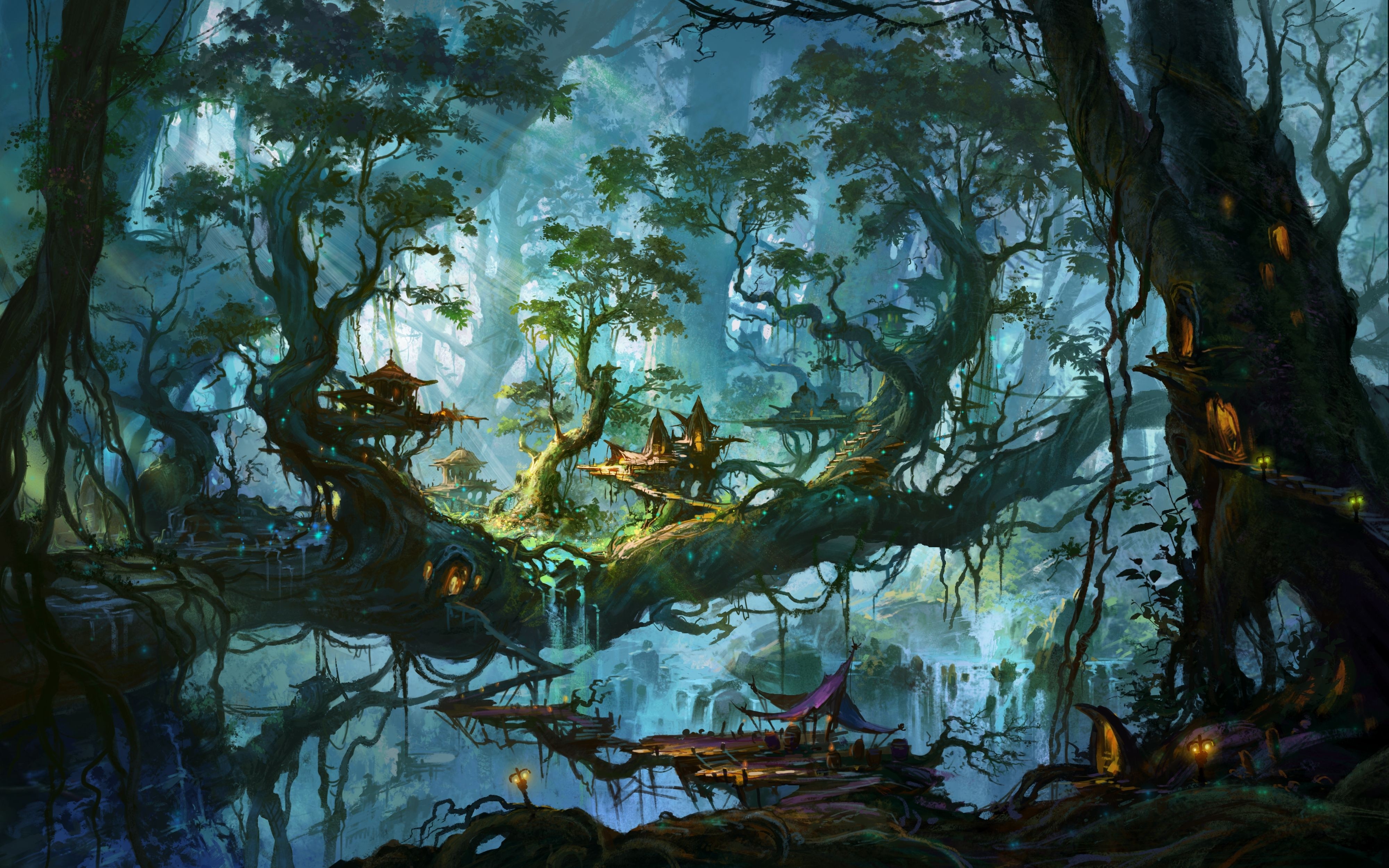 Anime fantasy forest 2K wallpaper download