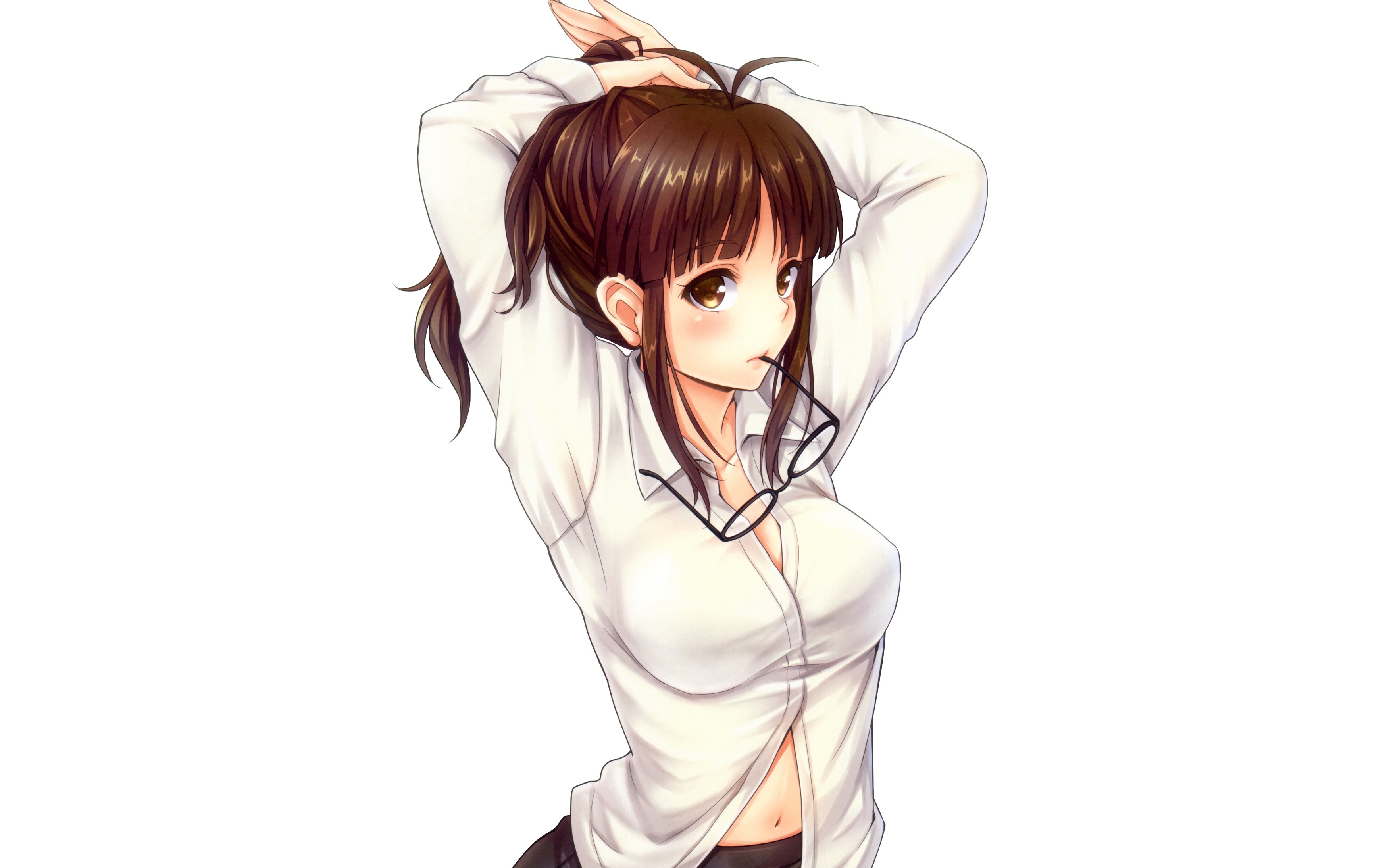 anime girl with dark brown hair in a ponytail