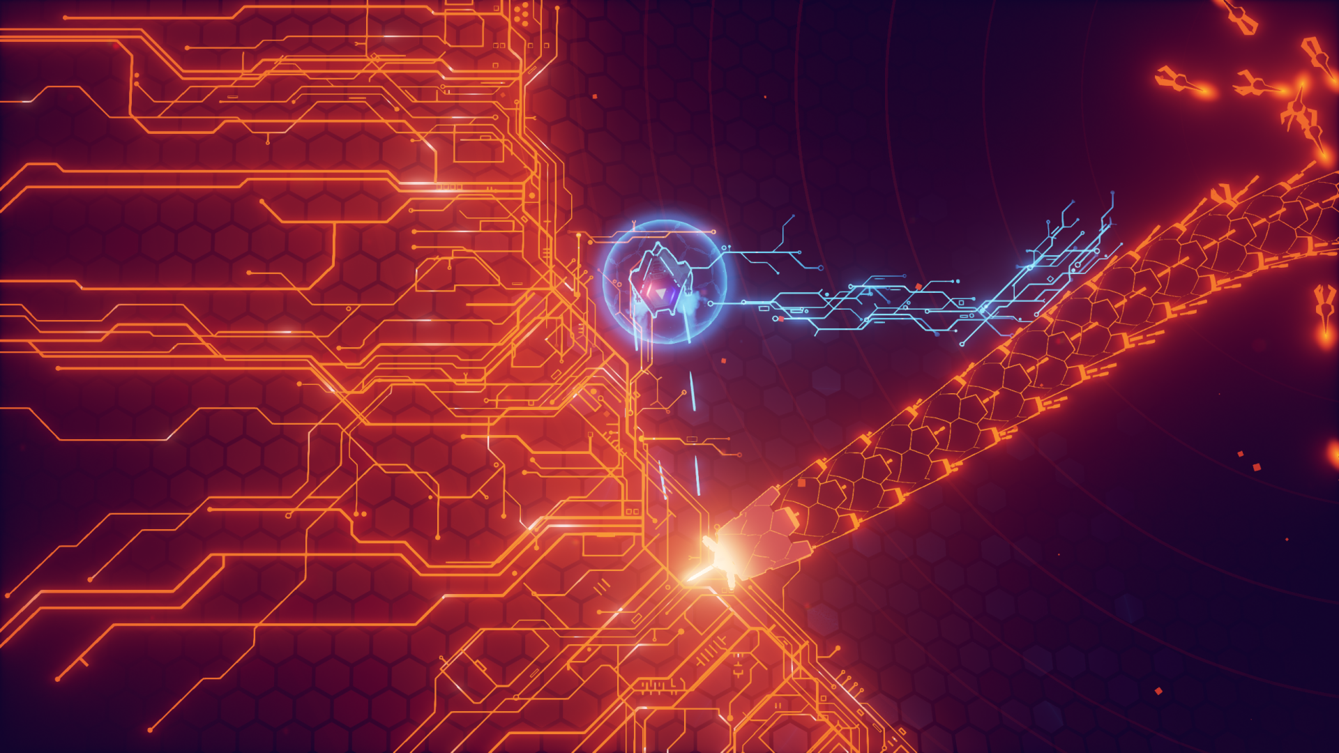 HD desktop wallpaper of the AIPD - Artificial Intelligence Police Department, featuring futuristic neon circuitry and digital effects.
