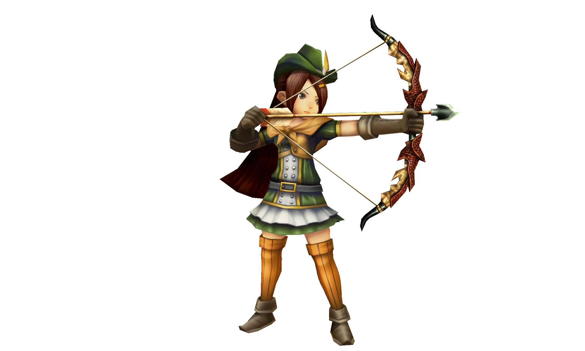 HD desktop wallpaper featuring an archer character from Final Fantasy Explorers on a plain background.
