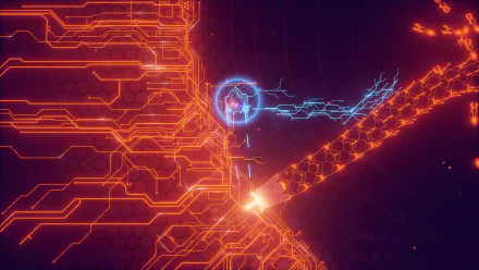 HD desktop wallpaper of the AIPD - Artificial Intelligence Police Department, featuring futuristic neon circuitry and digital effects.