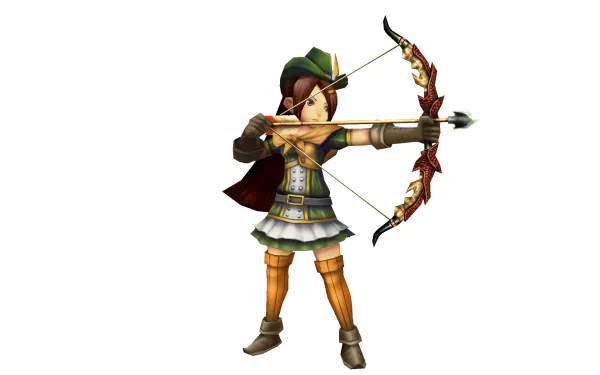 HD desktop wallpaper featuring an archer character from Final Fantasy Explorers on a plain background.