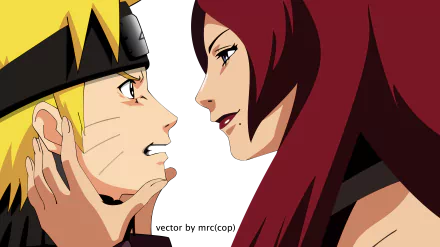 4K Ultra HD anime wallpaper featuring Naruto Uzumaki and Mei Terumi from Naruto, captured in an intense close-up moment.