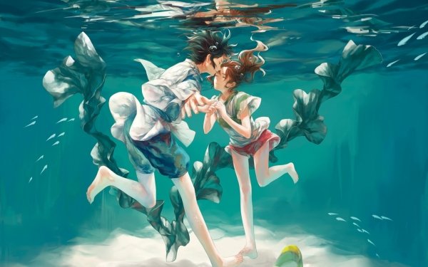 Anime Spirited Away Underwater Brown Hair Couple HD Wallpaper | Background Image