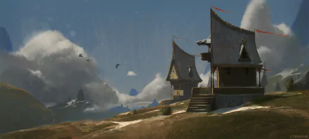 cloud landscape fantasy house fantasy landscape HD Desktop Wallpaper | Background Image