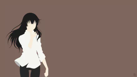 HD desktop wallpaper featuring a stylized character from Beautiful Bones: Sakurako's Investigation against a brown background.
