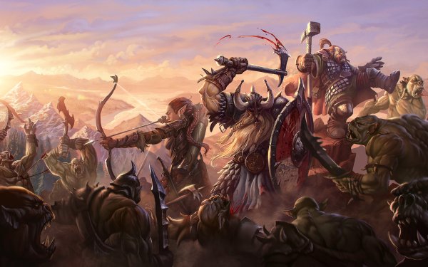 Fantasy Battle Orc Elf Gnome Bow Viking Axe Shield HD Wallpaper | Background Image