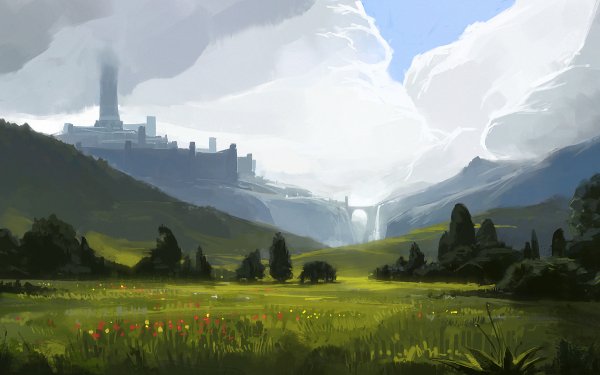 Fantasy Landscape Castle Field Cloud HD Wallpaper | Background Image