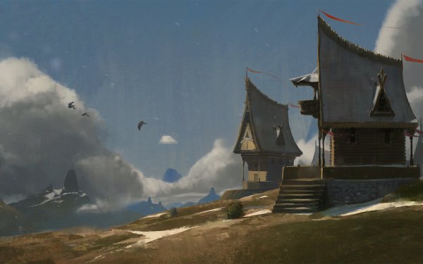 Fantasy House Landscape Cloud HD Wallpaper | Background Image