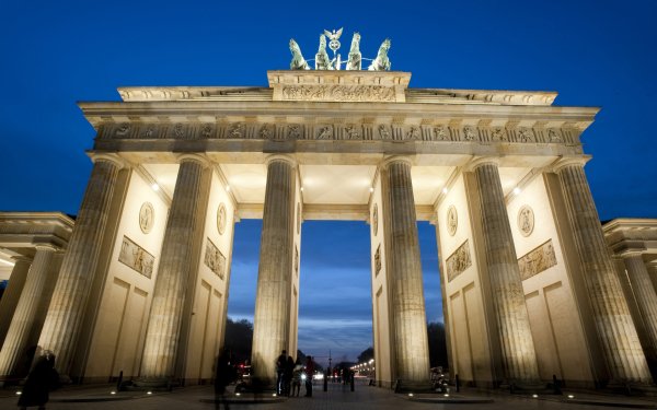 Man Made Brandenburg Gate Monuments Germany Monument Night Light Berlin HD Wallpaper | Background Image
