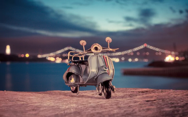 miniature bokeh scooter man made toy HD Desktop Wallpaper | Background Image