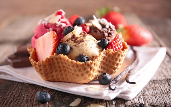 Food Ice Cream Waffle Dessert Berry HD Wallpaper | Background Image