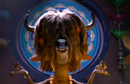 A vibrant 4K Ultra HD wallpaper featuring Yak from the movie Zootopia, showcasing a playful character with a distinctive hairstyle and expressive features against a colorful background.