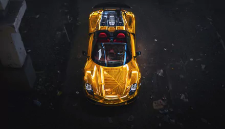 A stunning yellow Porsche 918 Spyder, showcasing sleek lines and a glossy finish. This HD image captures the supercar's striking design against an urban background.