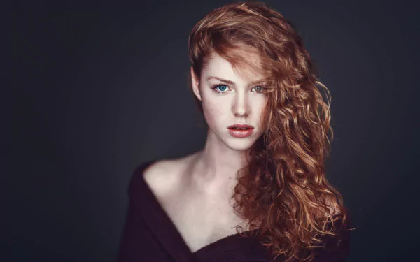 curl redhead blue eyes woman model HD Desktop Wallpaper | Background Image