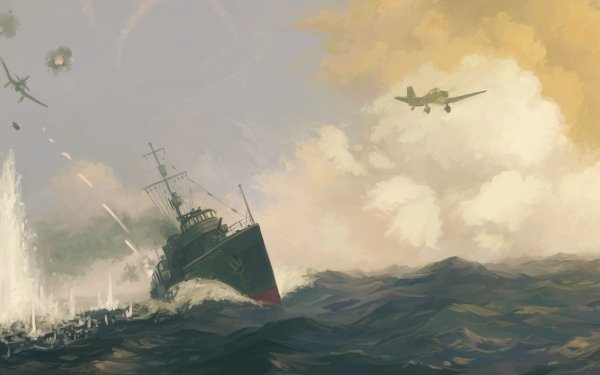 Military Battle Wars Ocean Ship Warplane Aircraft Cloud HD Wallpaper | Background Image