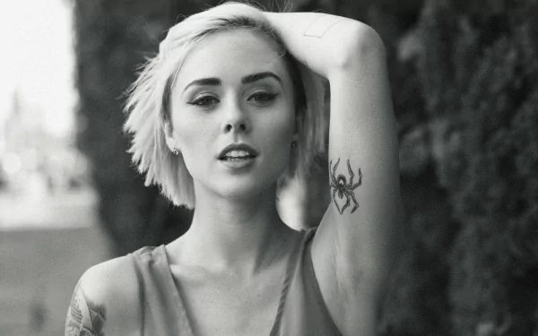 Black & White tattoo blonde model American woman Alysha Nett HD Desktop Wallpaper | Background Image