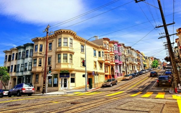 Man Made Street Hill San Francisco California House Car HD Wallpaper | Background Image