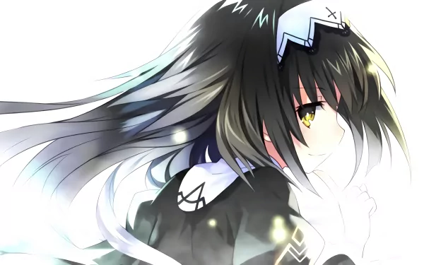 HD wallpaper featuring Marina Arusu from the anime Date A Live, showcasing her distinctive hairstyle and vibrant yellow eyes against a soft, luminous background.