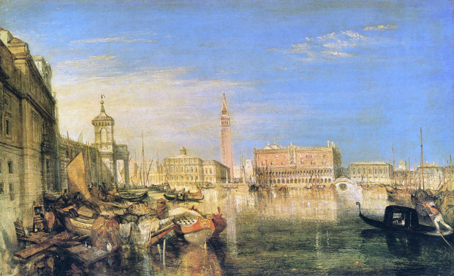 Download People House Boat Sea Cityscape Venice Artistic Painting HD Wallpaper by J. M. W. Turner