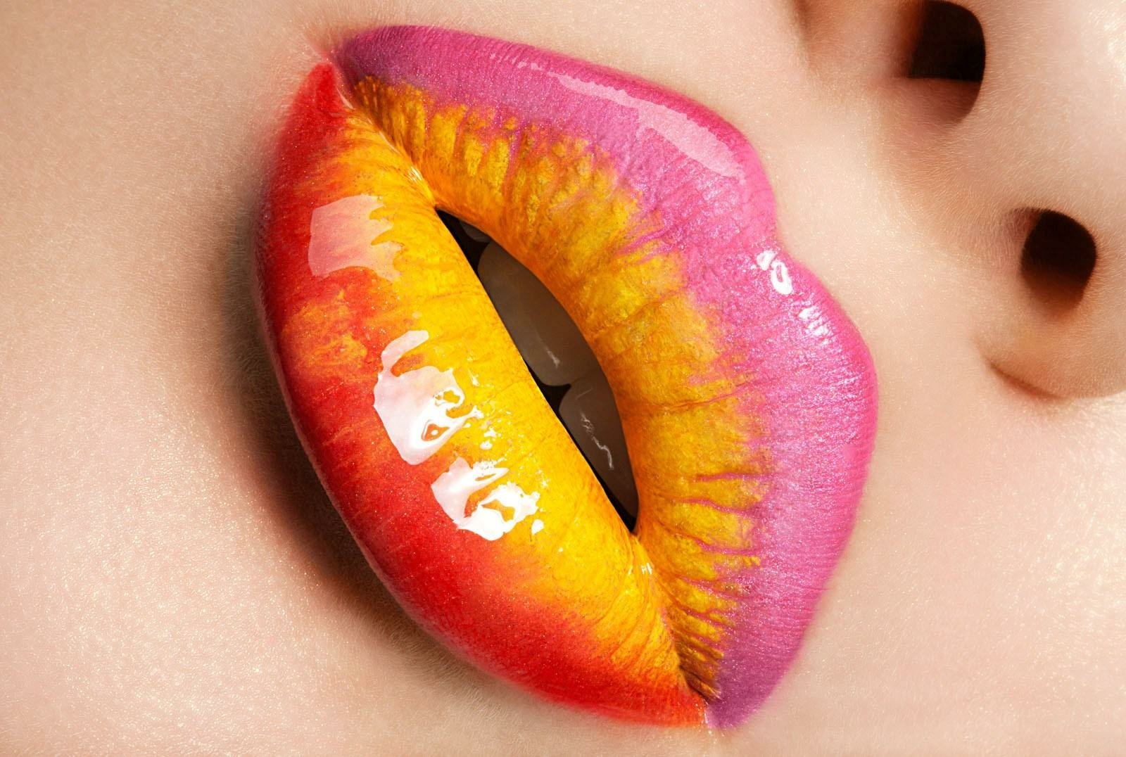 Download Colorful Colors Closeup Woman Lips Wallpaper