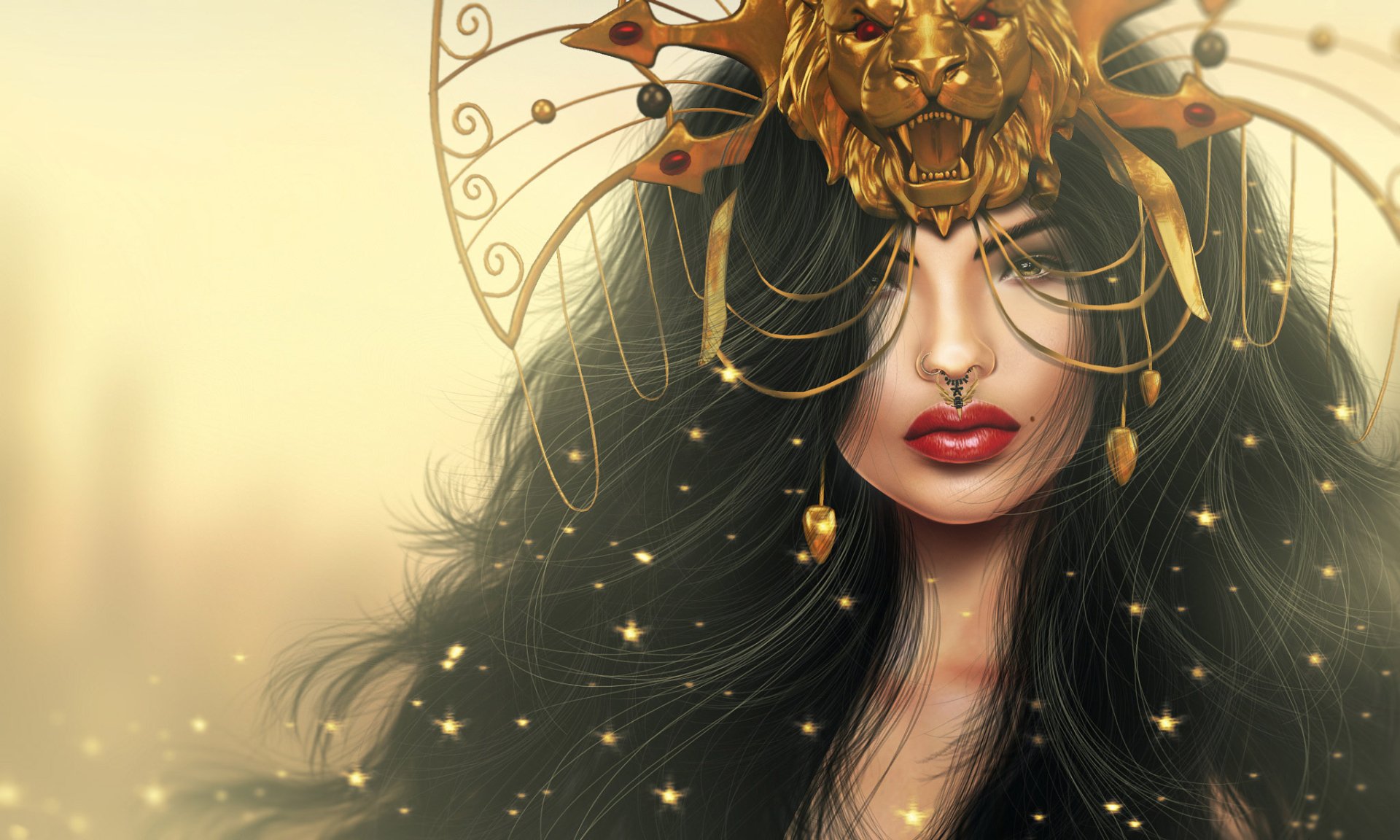 Woman with Lion Mask HD Wallpaper Hintergrund 2048x1229 ID686366