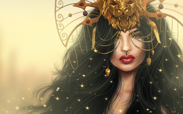 Fantasy Women Mask Brunette Piercing HD Wallpaper | Background Image