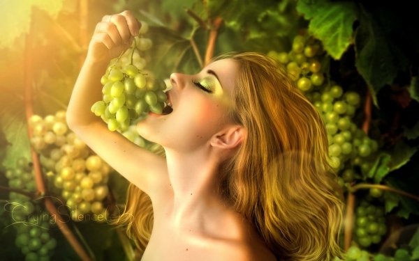 Fantasy Women Forest Nymph Grapes HD Wallpaper | Background Image