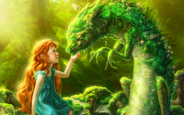 Fantasy Child Little Girl Dragon Redhead HD Wallpaper | Background Image