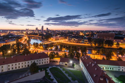 city night cityscape Lithuania man made Vilnius HD Desktop Wallpaper | Background Image