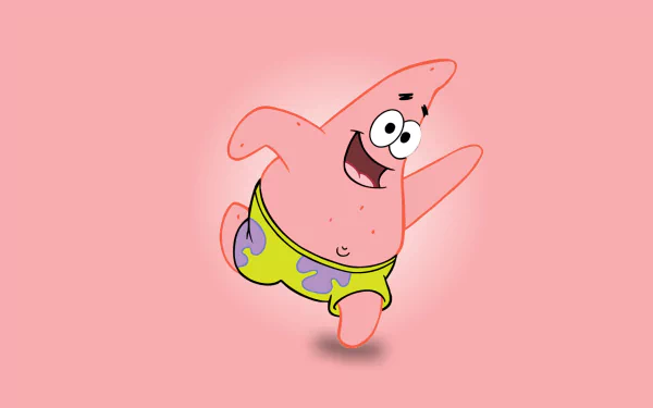 HD desktop wallpaper featuring Patrick Star from SpongeBob SquarePants against a pink background.