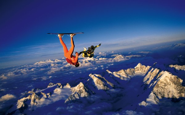Sports Skydiving Parachuting Mountain Horizon HD Wallpaper | Background Image