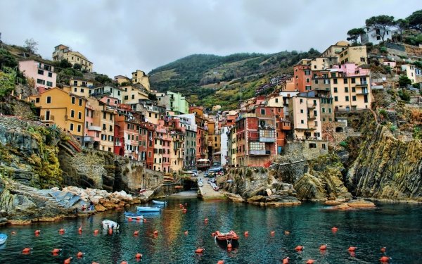 Man Made Riomaggiore Towns Italy Cinque Terre Boat House Village Rock HD Wallpaper | Background Image