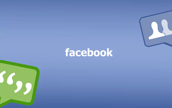 HD desktop wallpaper featuring a blue background with the Facebook logo and chat bubble icons.