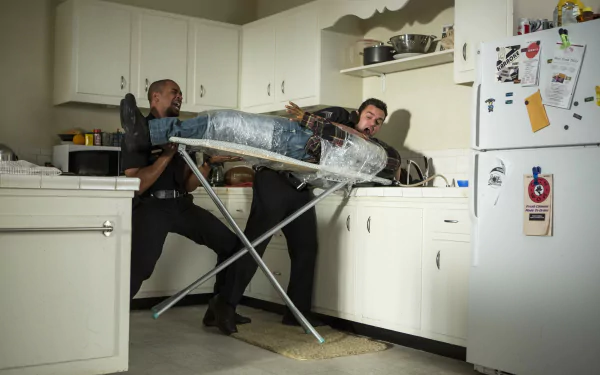 Justin Chang Damon Wayans Jr. Ryan Davis Jake Johnson movie Let's Be Cops HD Desktop Wallpaper | Background Image