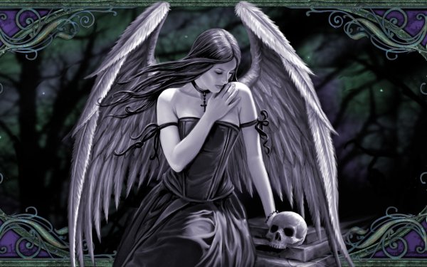 Dark Gothic Fantasy Wings Angel Skull HD Wallpaper | Background Image
