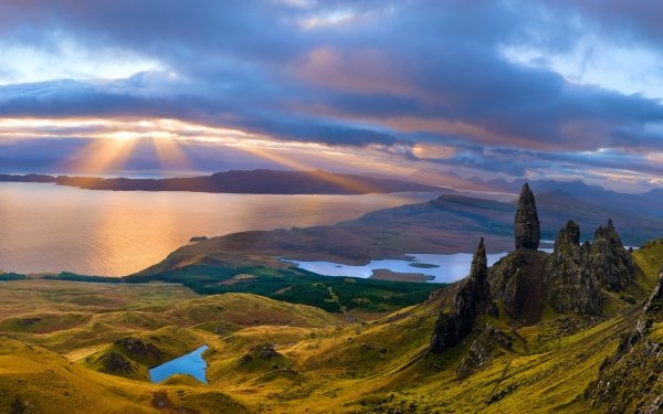 Tierra/Naturaleza Paisaje Montaña Escocia Cielo Rayo de sol Sunlight Fondo de pantalla HD | Fondo de Escritorio