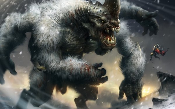 Fantasy Creature Winter Monster Warrior Giant HD Wallpaper | Background Image