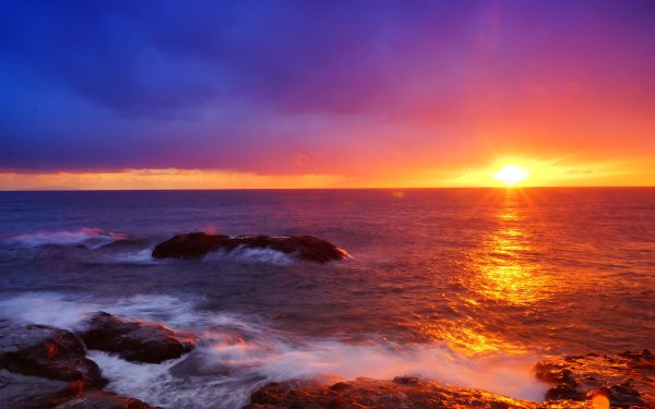 Nature Sunset Ocean Horizon Sunrise HD Wallpaper | Background Image