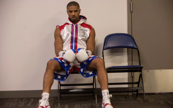 Michael B. Jordan as Adonis Creed from the movie Creed, featured in a 4K Ultra HD PC desktop wallpaper and background.
