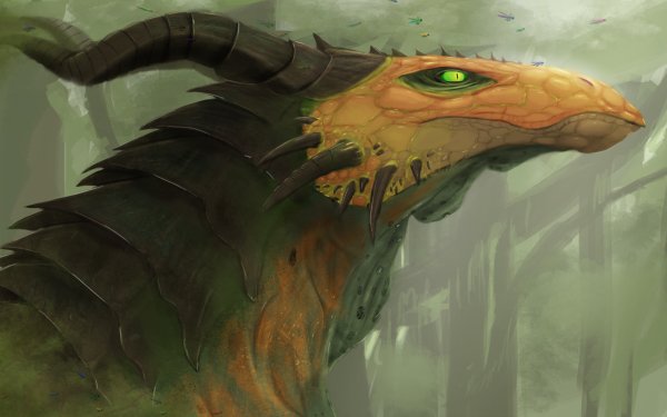 Fantasy Dragon Horns Green Eyes HD Wallpaper | Background Image
