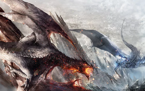 fight fantasy dragon HD Desktop Wallpaper | Background Image