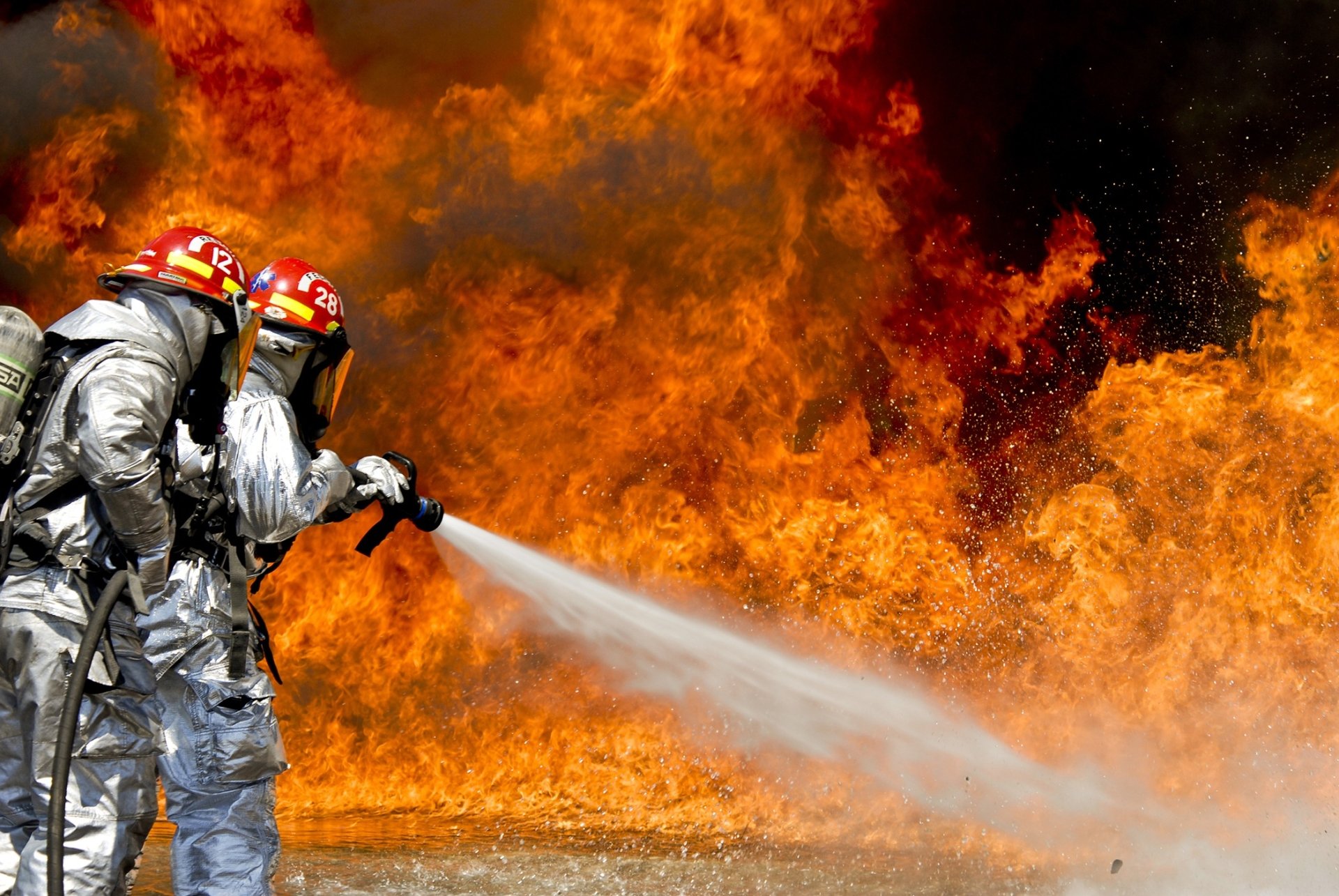 Download Water Flame Hose Fire Man Firefighter HD Wallpaper by 12019