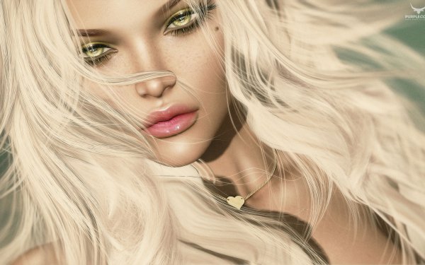 Artistic Portrait Face Close-Up Green Eyes Blonde Fantasy HD Wallpaper | Background Image